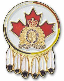 RCMP Crest on Leaf with Feathers Pin