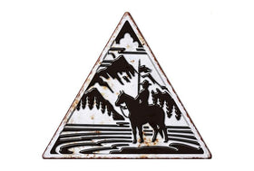 Metal Sign Triangle Mountie Horse and Rider
