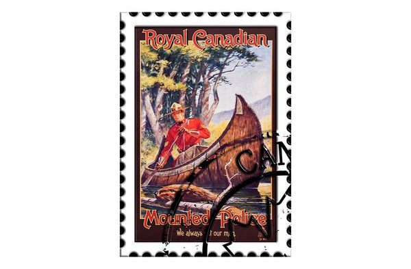 Metal Sign Stamp Mountie Canoe