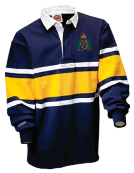 Rugby Shirt Embroidered RCMP Crest Navy-Gold-White