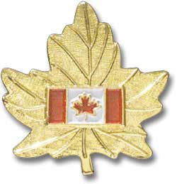 Canada Flag on Gold Leaf Pin